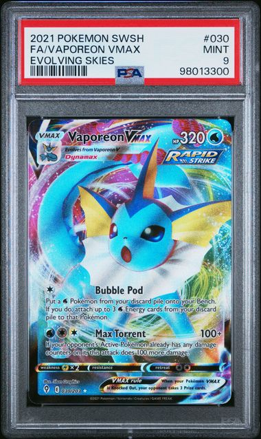 2021 POKEMON SWORD & SHIELD EVOLVING SKIES #030 FA/VAPOREON VMAX EVOLVING SKIES