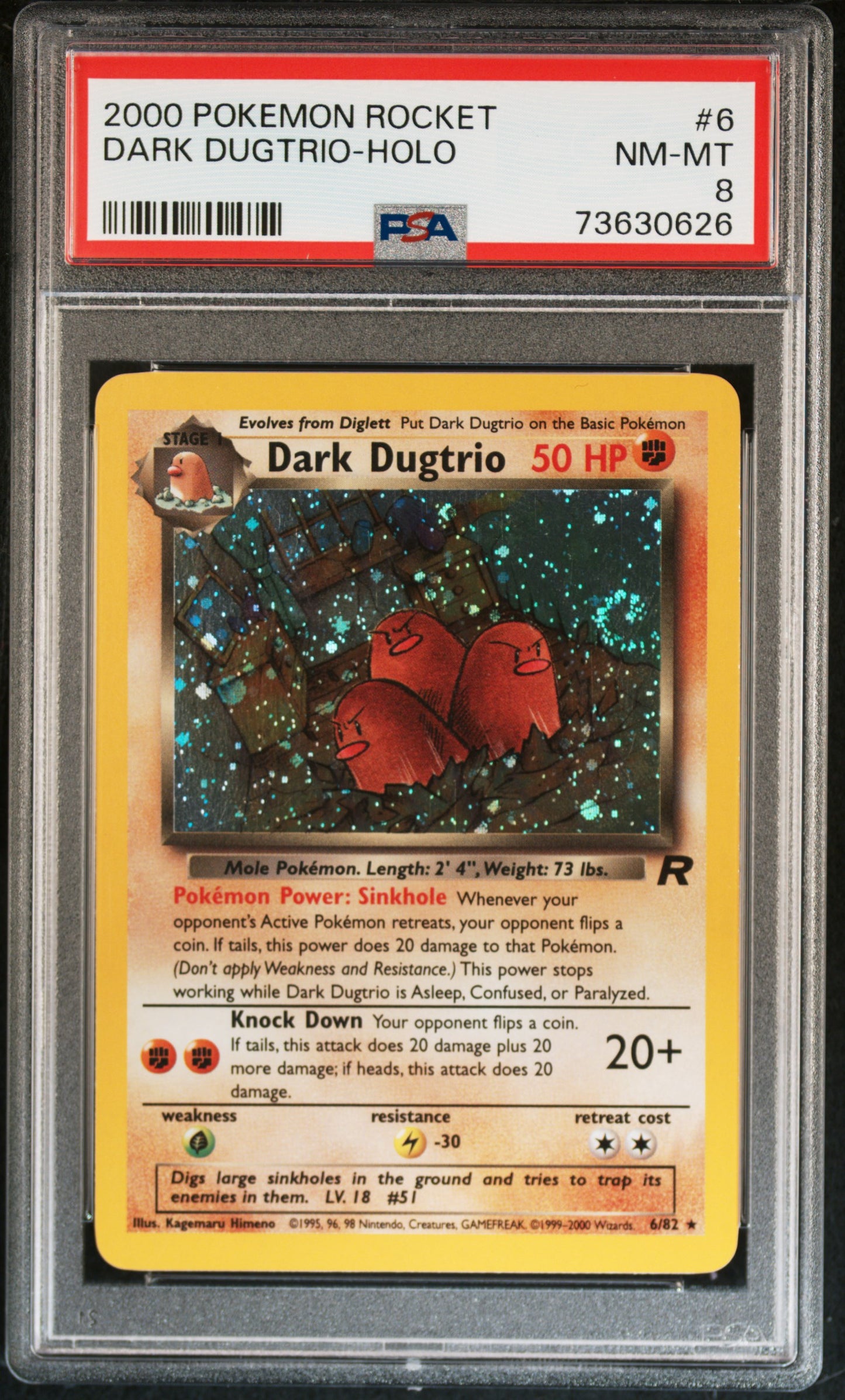 2000 POKEMON ROCKET #6 DARK DUGTRIO-HOLO PSA NM-8